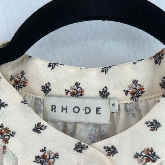 RHODE Multicolor Needlepoint Bouquet Parchment Button Down Lyra Blouse Medium - Picture 4 of 11